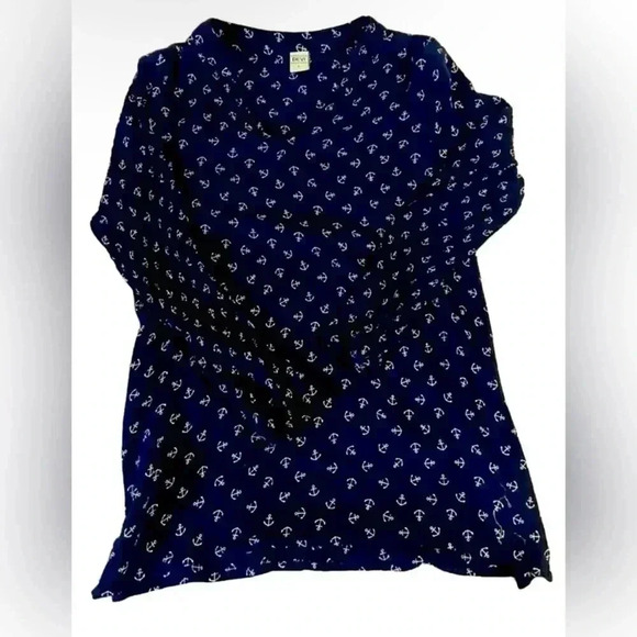 Women's Nautical Top With Anchors Size Large - Picture 1 of 3